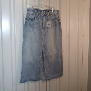 Pistola Womens Alice High Rise Midi Denim Skirt Size 33 NWT Raw Hem Light Wash